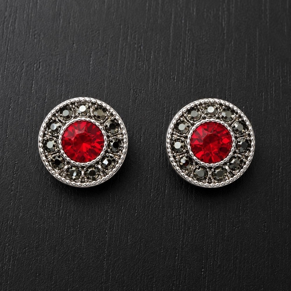 Vintage Liz Claiborne Red‎ Crystal Stud Earrings Sample One of a Kind 13mm